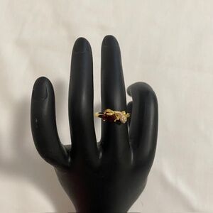Gold over Silver (Vermeil) Natural Garnet and CZ Ring NEW